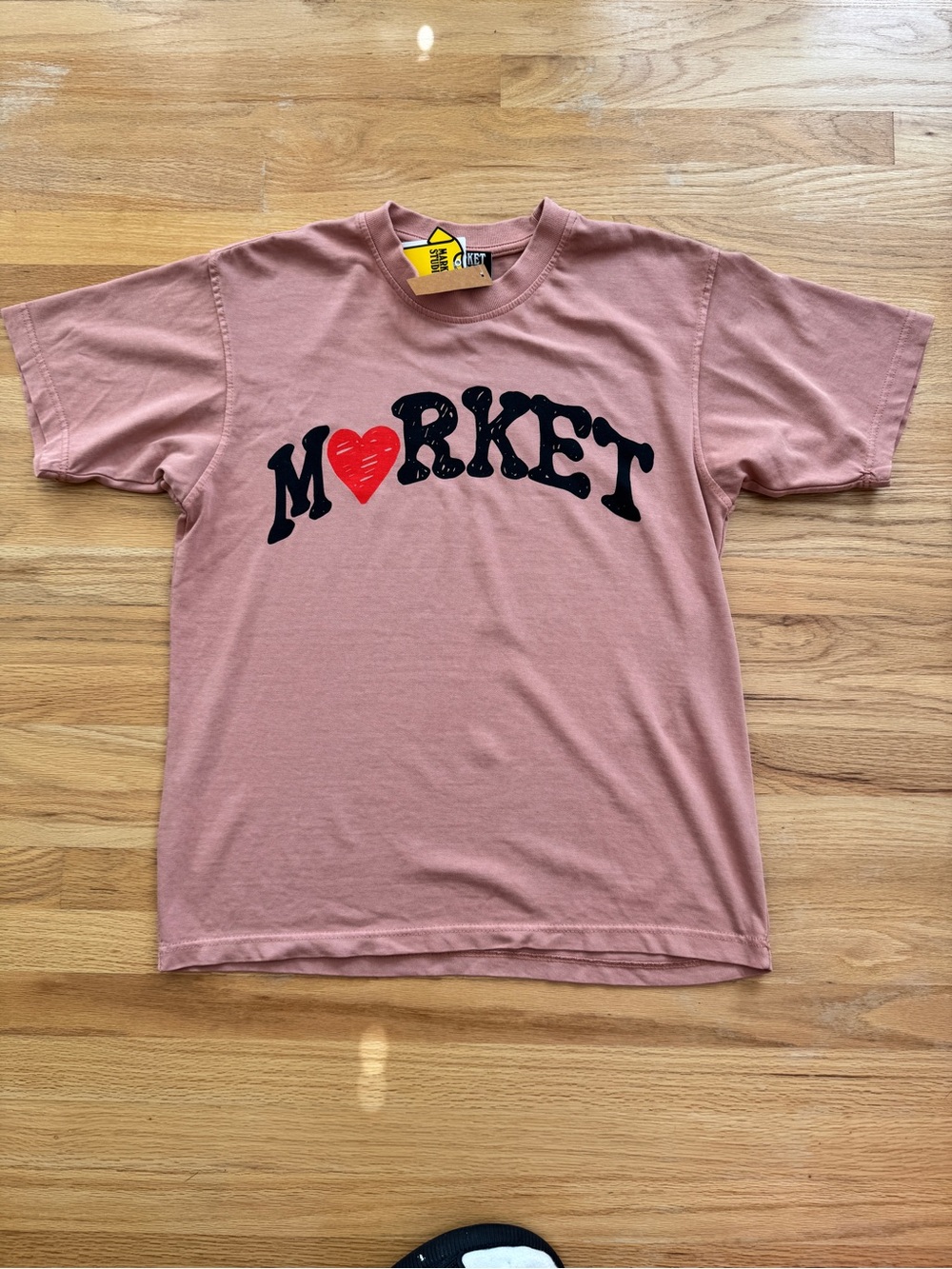 Market men’s Pink Graphic Tee with Red Heart